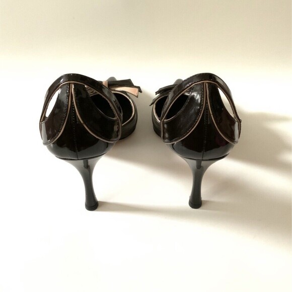 Alexandra Neel Pumps Women Size 38 US 8M Brown Patent Leather Point-toe Heels - Picture 6 of 11